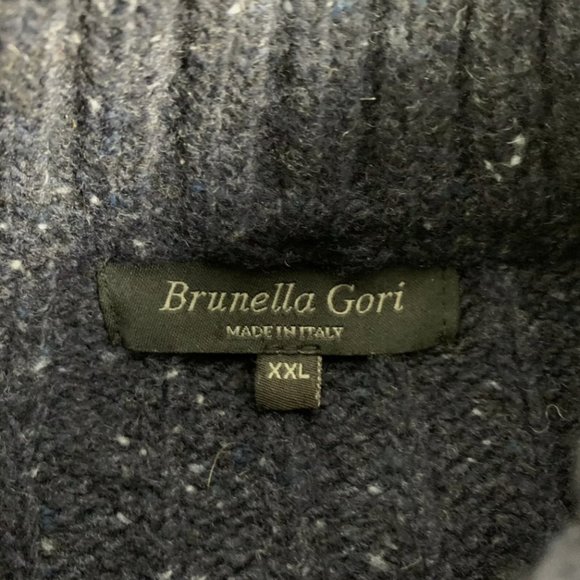 Brunella Gori Men’s XXL Sweater 1/4 Button Lambswool Nylon Blue Unique - Picture 4 of 9
